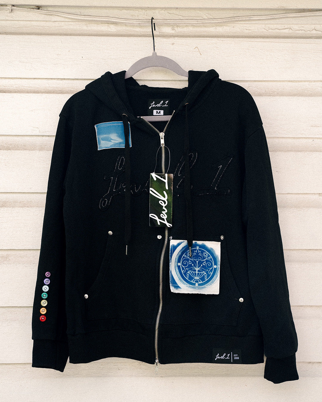 Texture Bounce 1-of-1 Hoodie - MEDIUM "Buttons"